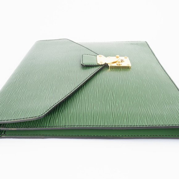 LOUIS VUITTON Green Epi Leather Clutch Bag M54455 Senator Case - Picture 7 of 12